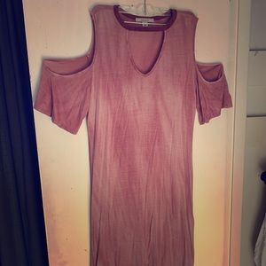 Blush dress with cut out shoulders